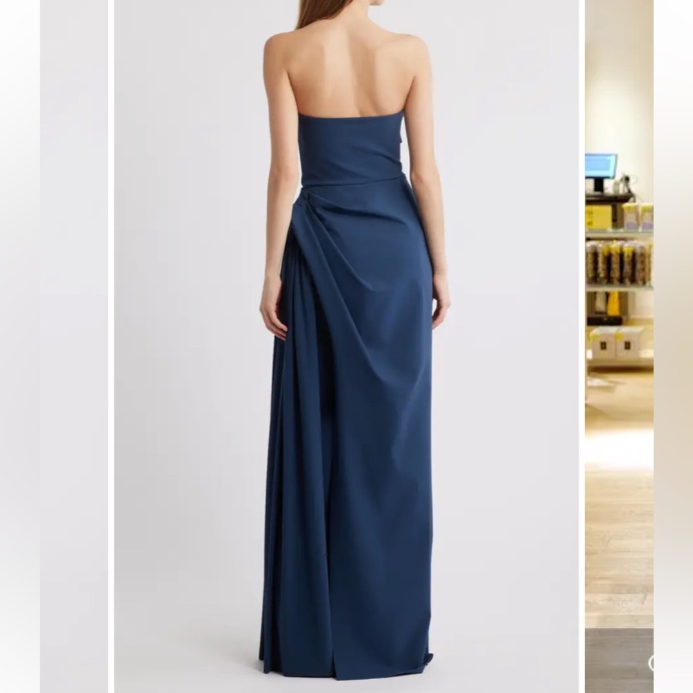 Chiara Boni La Petite Robe Dotai Strapless Navy Blue Gown NWT Size 40 IT / 4 US - Picture 5 of 8